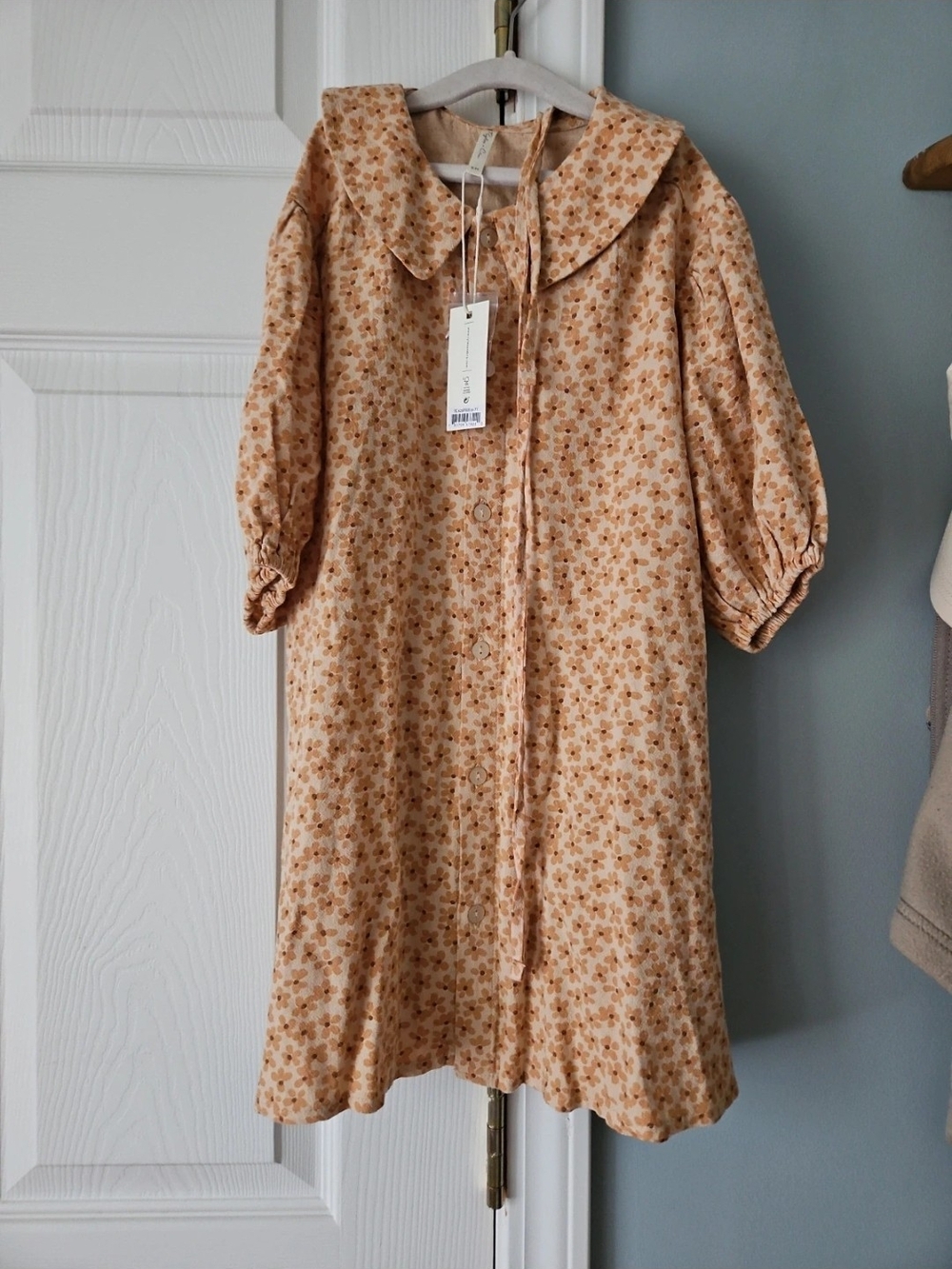 Rylee + Cru Cream and Tan Floral Collar Dress